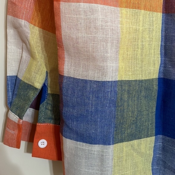 NWT Womens Colorful Plaid Flannel Button Down Blouse - Picture 10 of 14